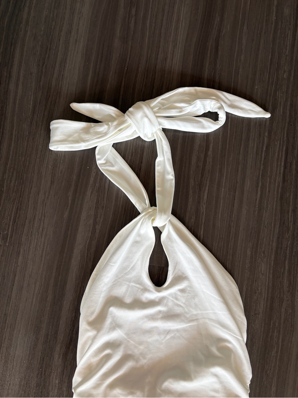 White Backless Halter Ruched Mini Bodycon Dress - Picture 2 of 4